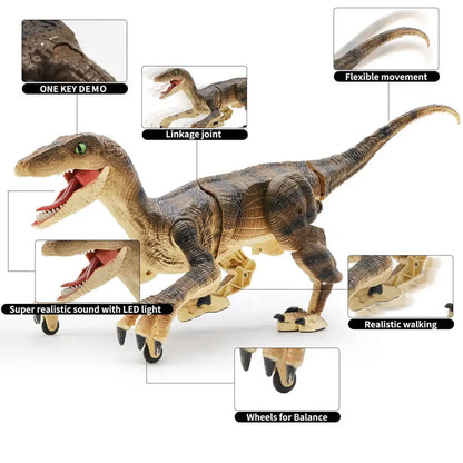 RC Velociraptor Dinosaur Toy with Realistic Sounds & Movements