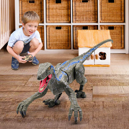 RC Velociraptor Dinosaur Toy with Realistic Sounds & Movements