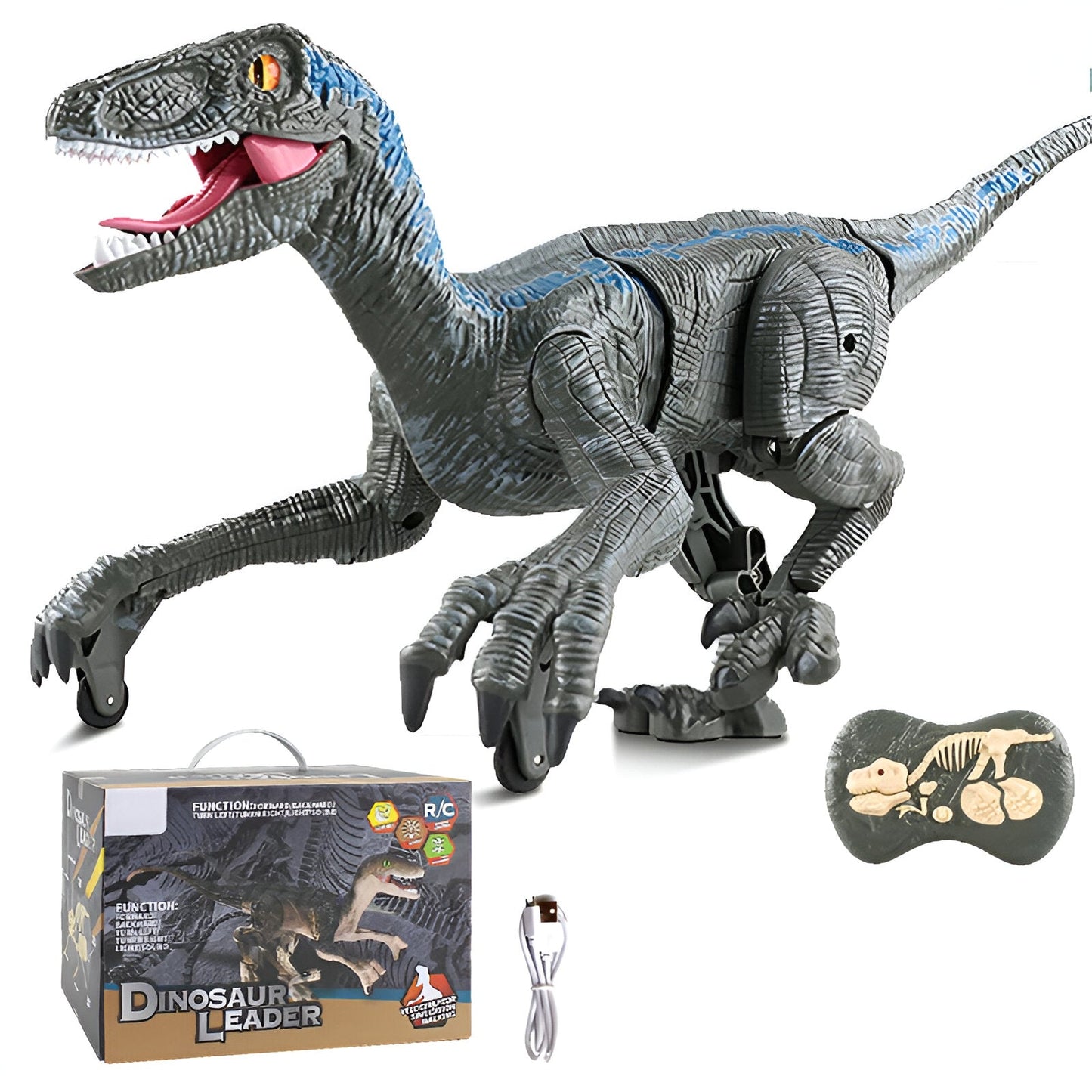 RC Velociraptor Dinosaur Toy with Realistic Sounds & Movements